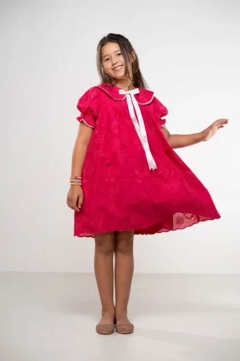 Vestido Infantil de Laise Rosa Fucsia