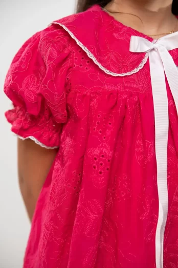 Vestido Infantil de Laise Rosa Fucsia