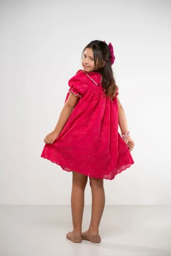 Vestido Infantil de Laise Rosa Fucsia