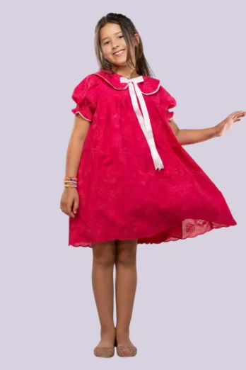 Vestido Infantil de Laise Rosa Fucsia