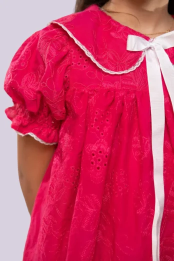 Vestido Infantil de Laise Rosa Fucsia