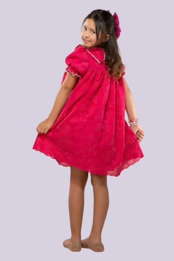 Vestido Infantil de Laise Rosa Fucsia