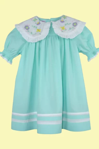 Vestido Infantil Encantado com Gola Bordada à Mão
