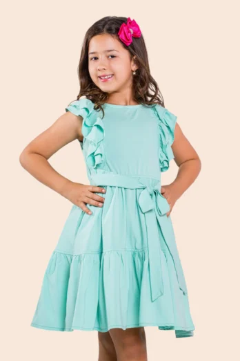 Vestido Infantil Verde Babados
