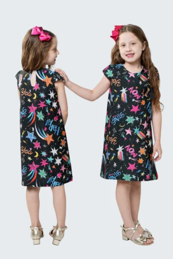 Vestido Infantil Estampado Estrelas