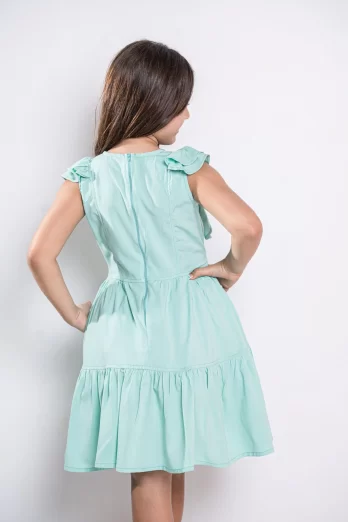 Vestido Infantil Verde Babados